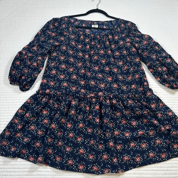 Cottagecore Romantic Max Studio Navy Floral Dress. - Picture 4 of 8